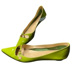 Sigerson Morrison, Pointed Toe, Lime Green Patent Leather  Flats